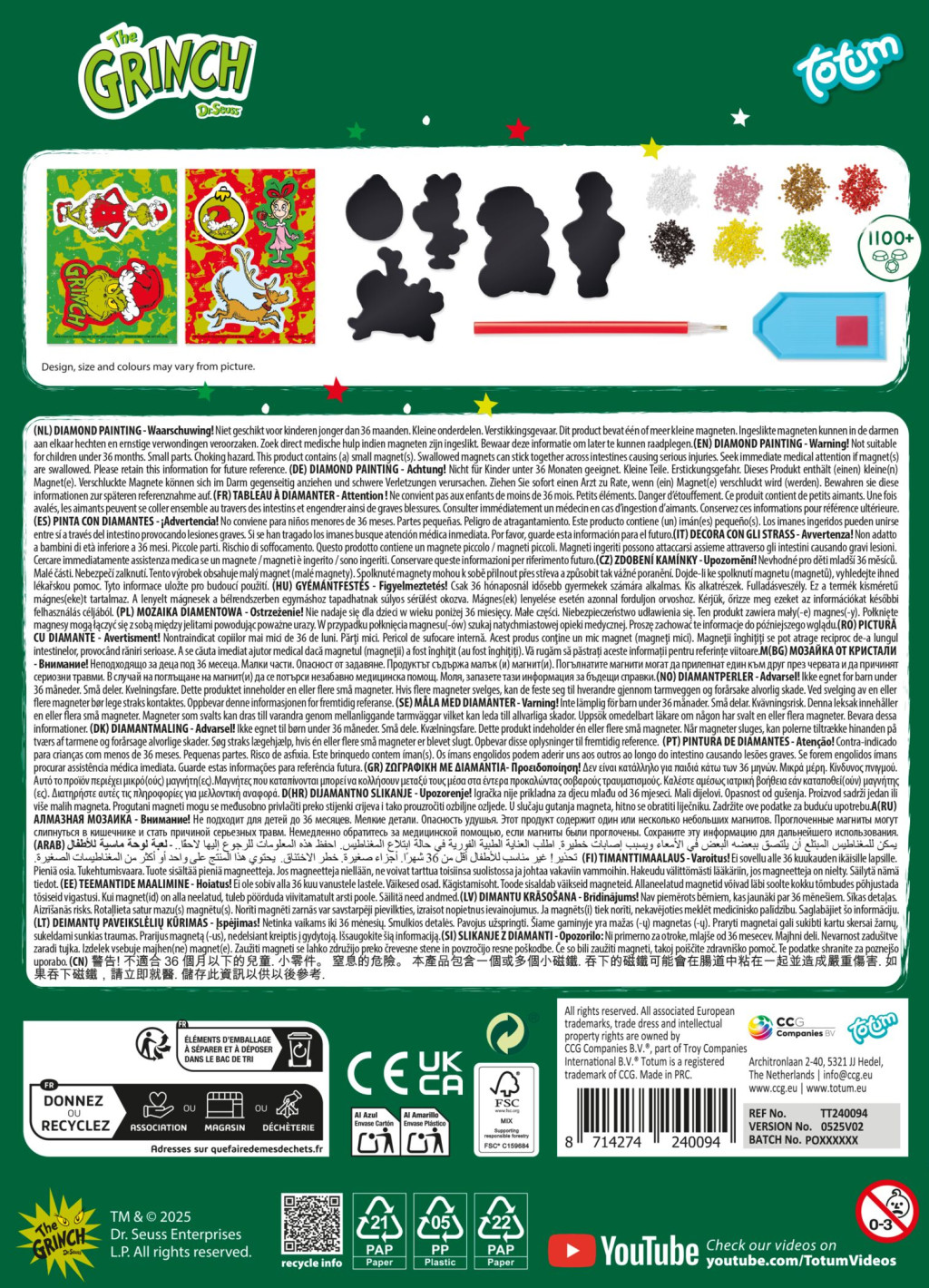 Der Grinch Dr Seuss Diamantmalerei-Magnetset