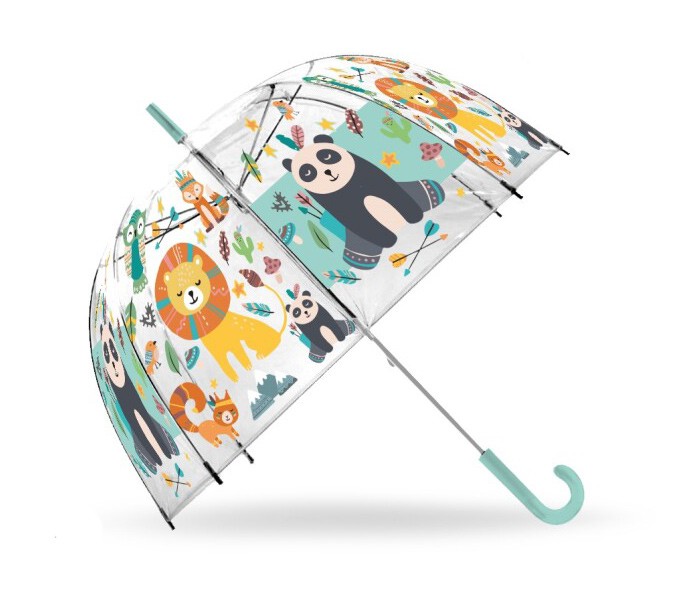 Tiere Etnic Kinder Transparenter Halbautomatischer Regenschirm Ø70 cm