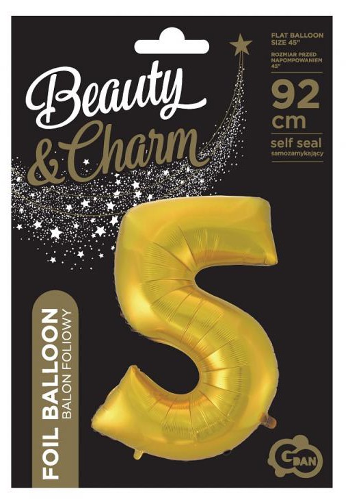 Nummer Gold Mat Goldene Zahl 5 Folienballon 92 cm