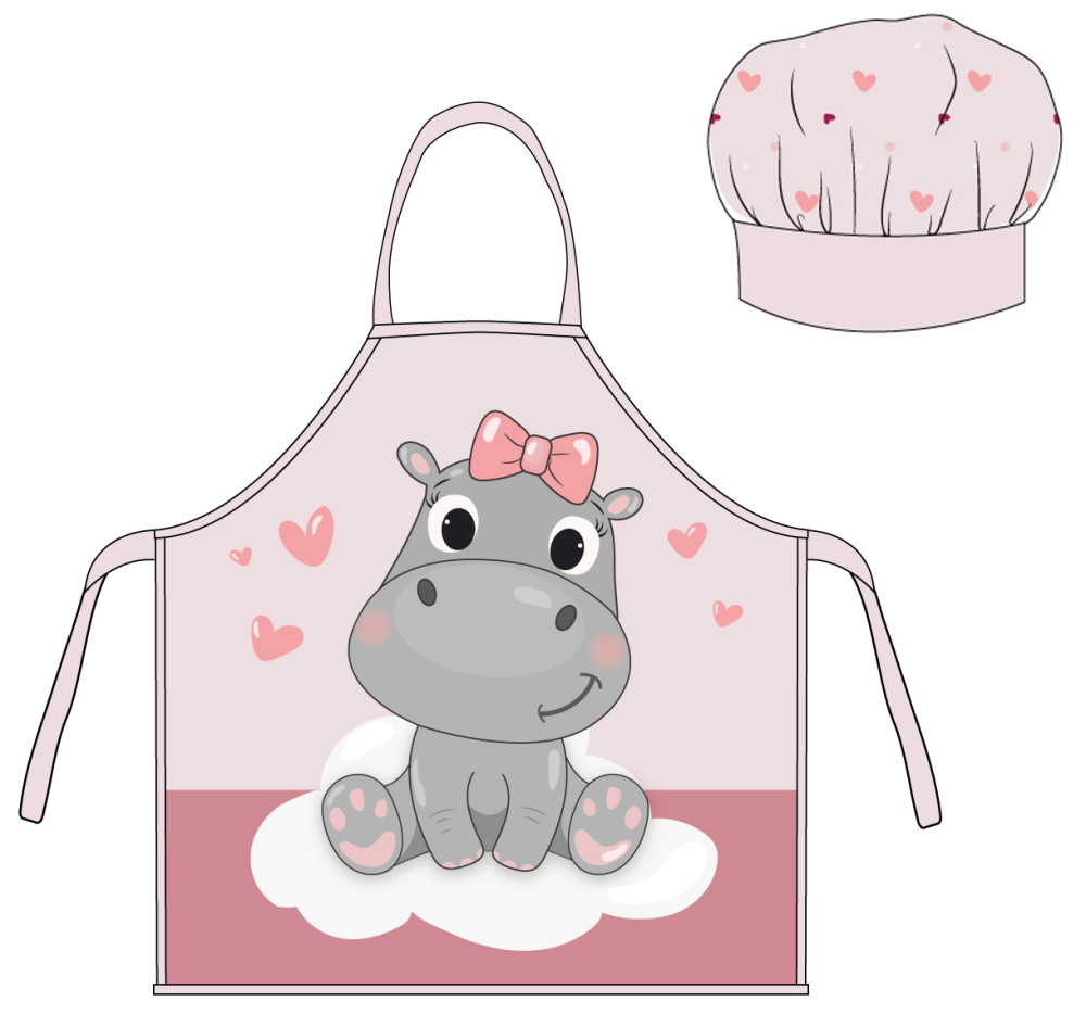 Nilpferd Rosa Nilpferd Kinder Schürze 2-teiliges Set