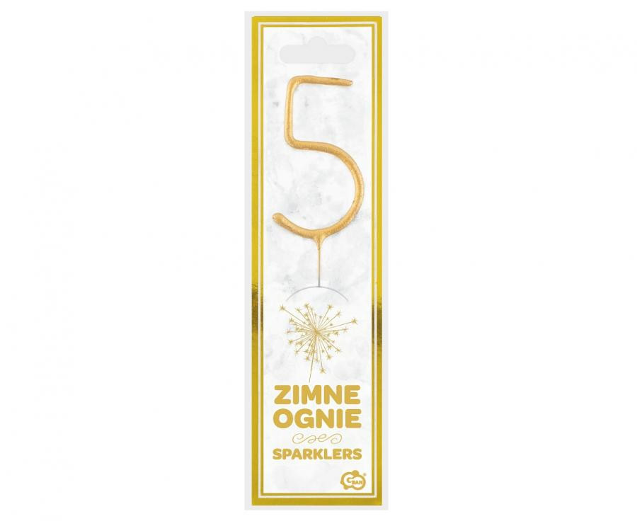Nummer Gold Goldene 5-er Wunderkerze 17 cm
