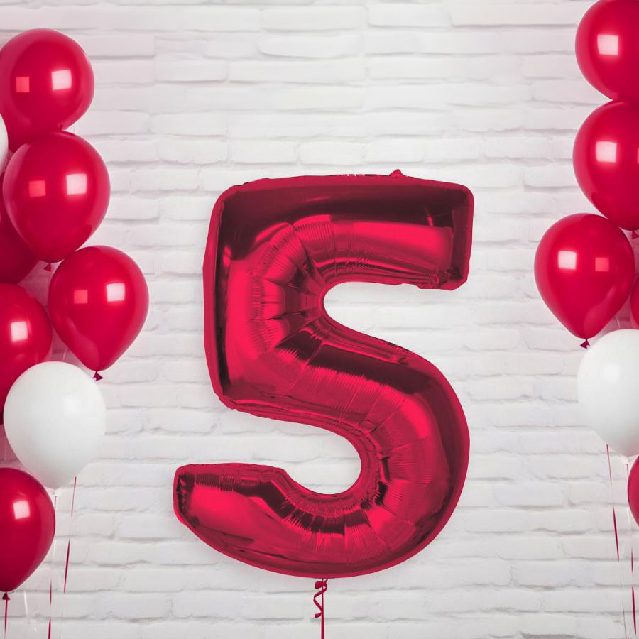 Nummer Red Rote Nummer 5 Folienballon 92 cm