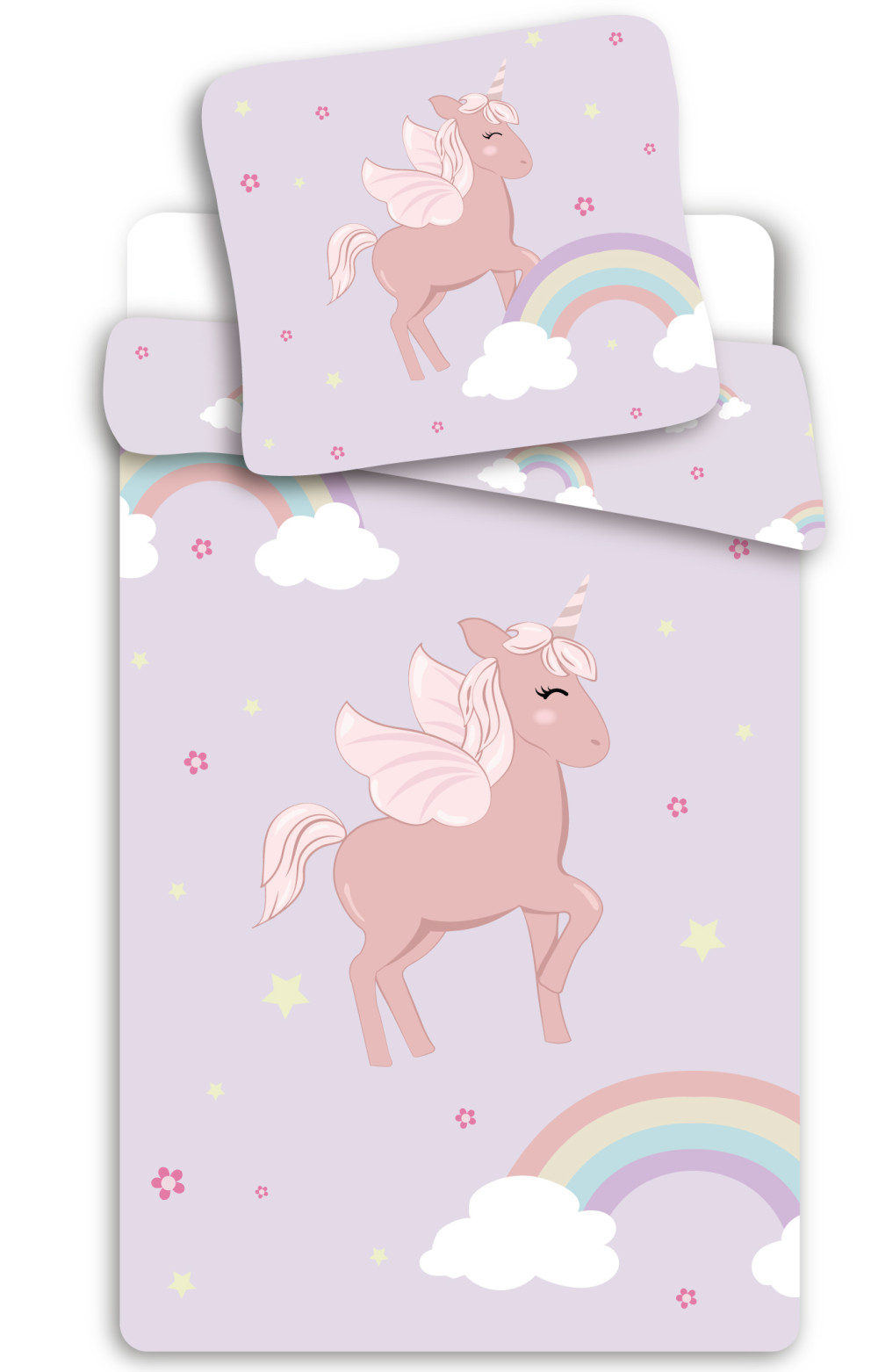 Einhorn Cloudy Pink Bettwäsche-Set 150×210cm, 50×60 cm