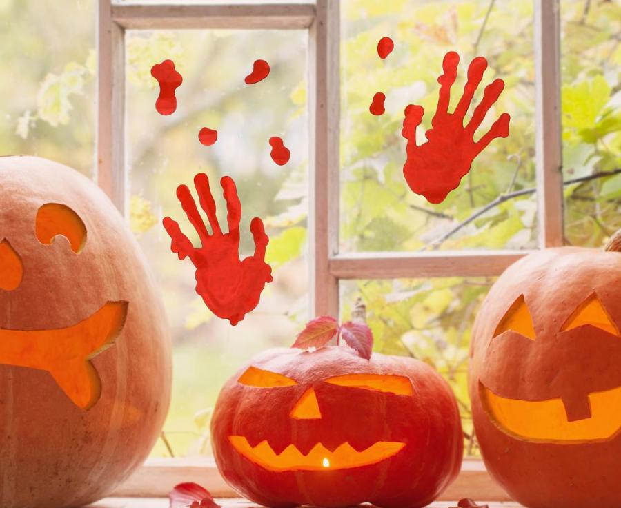 Halloween Blutige Handabdruck Gel-Fensteraufkleber-Set