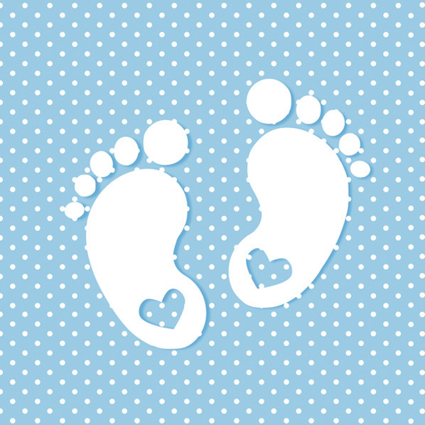 Baby Little Feet Blue Babyparty Serviette 20er Set, 33x33 cm