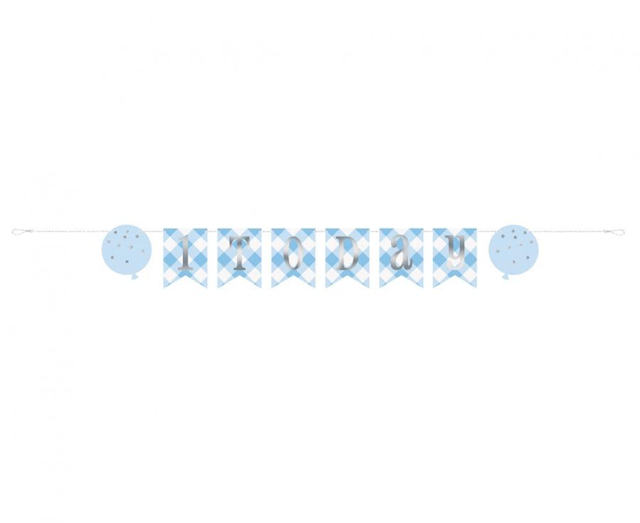 Erster Geburtstag 1st Birthday Blue Papier-Banner 182 cm