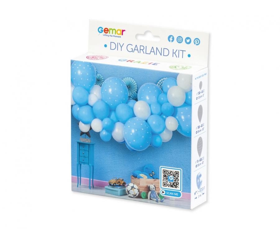 Baby Baby Blue Blaues Ballon-Girlandenset, 65 Stk.