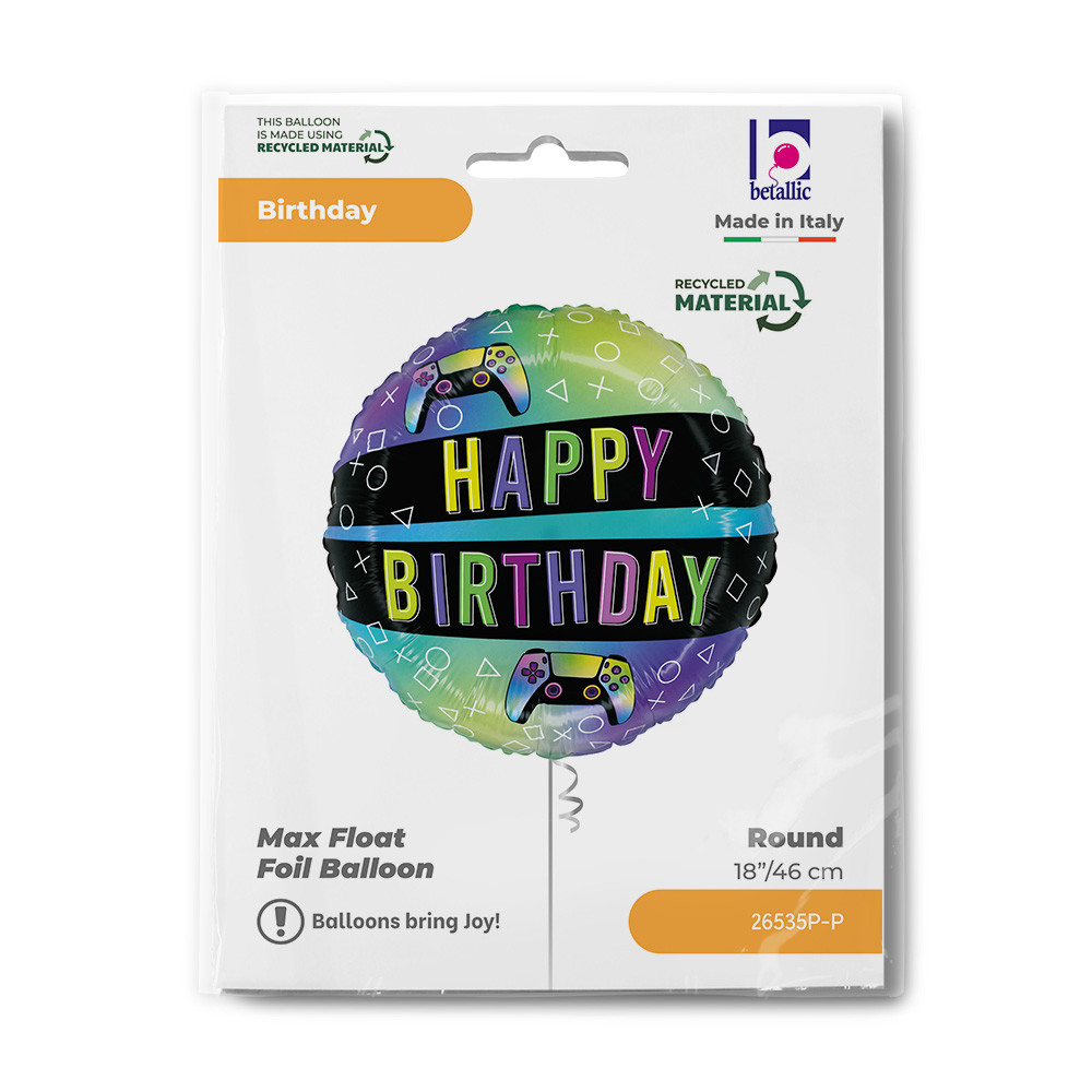 Geburtstag Vivid Gaming Happy Birthday Folienballon 46 cm