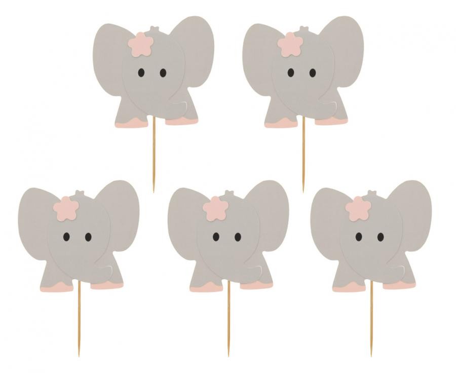 Tiere Pink Elefanten Deko-Stäbchen 10er Set
