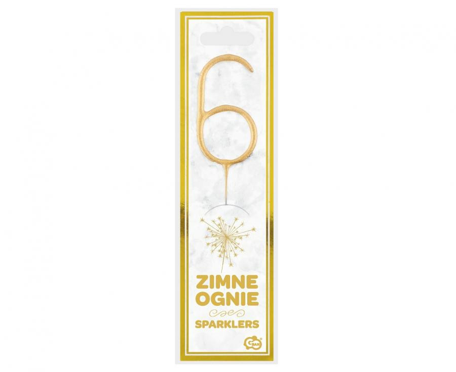 Nummer Gold Goldene Nummer 6 Wunderkerze 17 cm Nummer Gold Goldene Nummer 6 Wunderkerze 17 cm