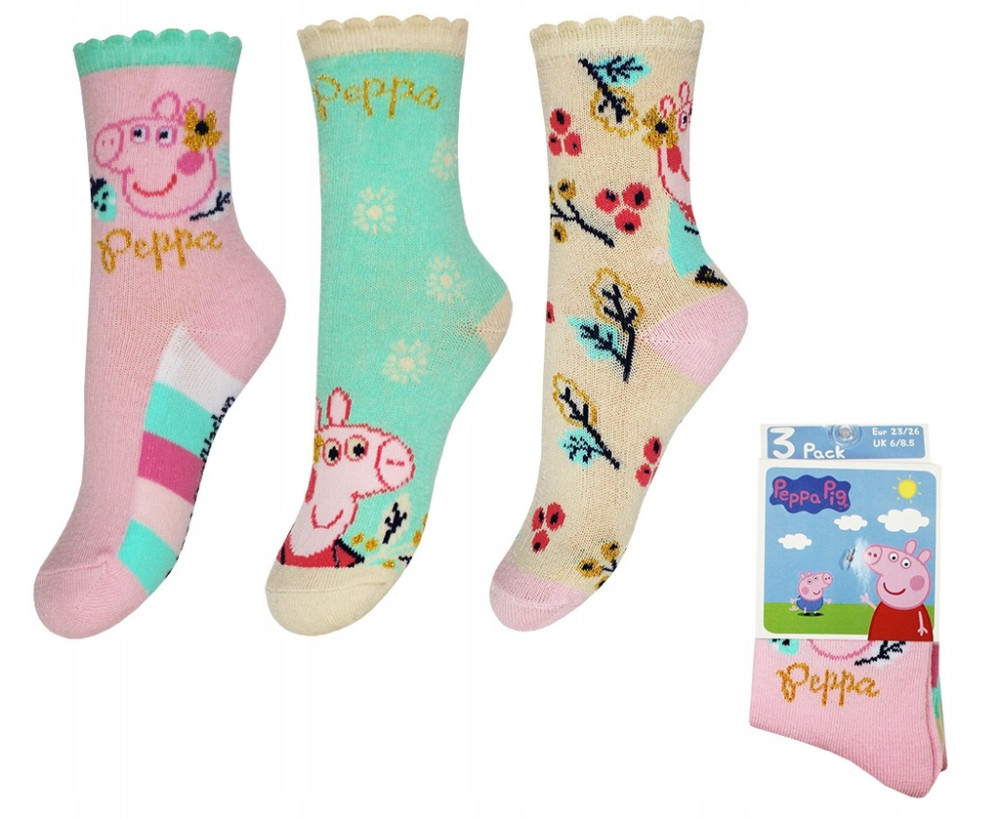 Peppa Wutz Flower Kinder Socken 23-34