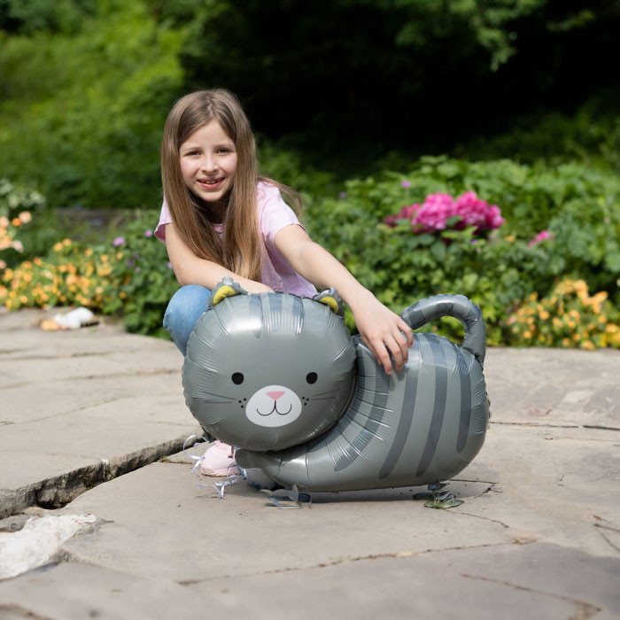 Katze Grey laufender Folienballon 75 cm