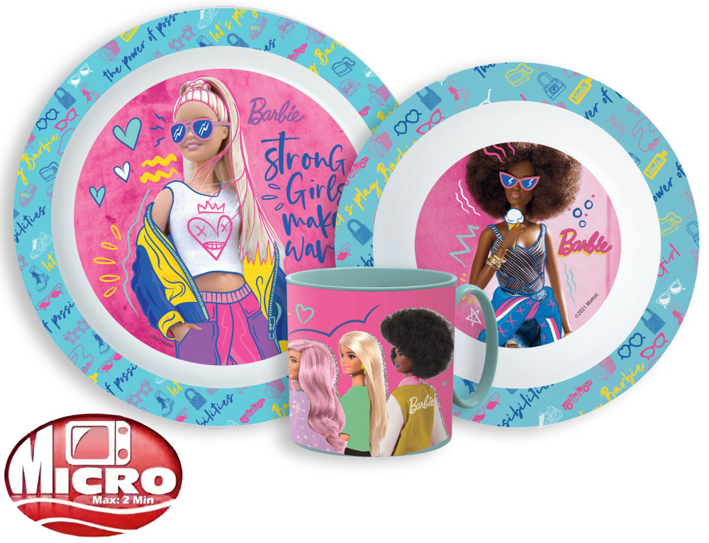 Barbie Geschirrset, Mikrokunststoff-Set mit Becher 265 ml