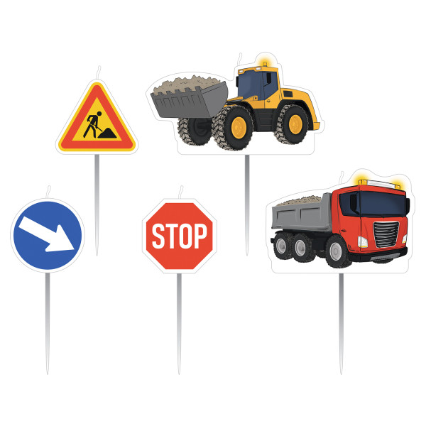 Baustelle Sand Geburtstagskerze, Kerzenset 5 Stück