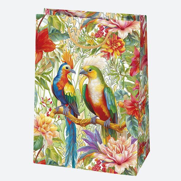 Farbe Birds Blumen Papier Geschenktasche 23x32x11 cm