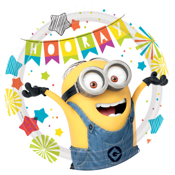 Minions Hooray Pappteller 8 Stk 23 cm