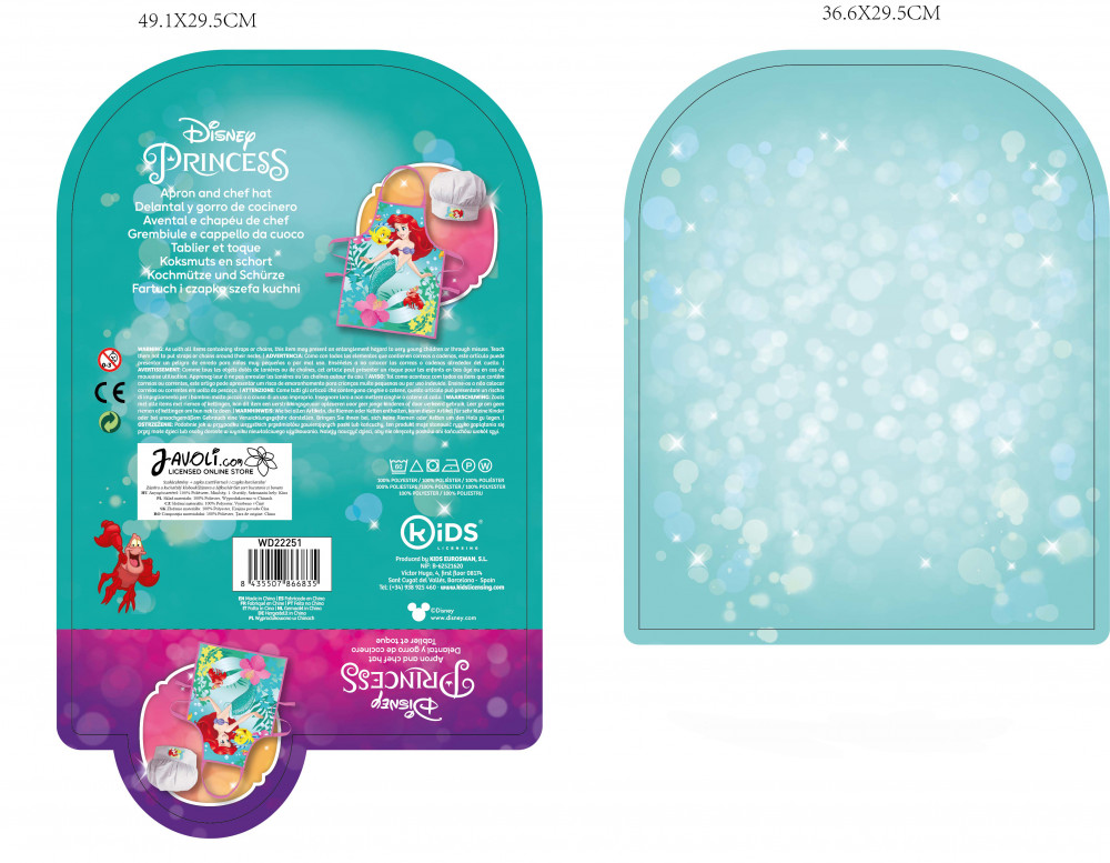 Disney Prinzessin Curious  Ariel Kinder Schürze 2-teiliges Set