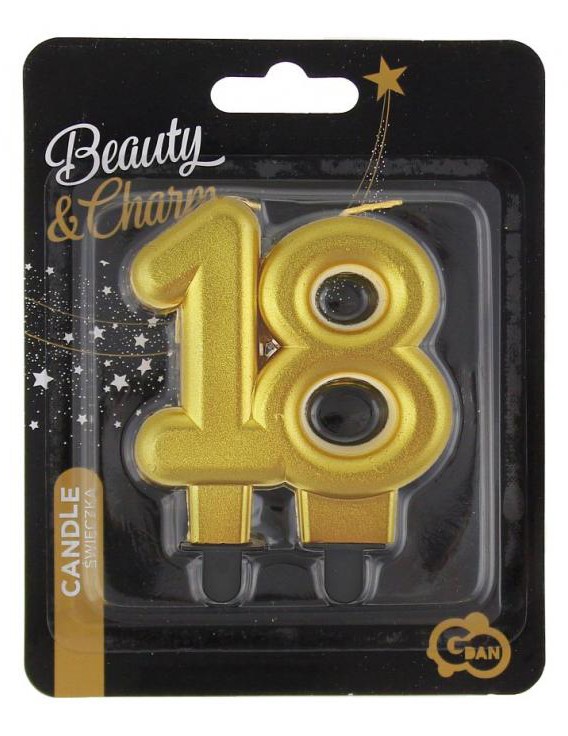 Farbe Gold Goldene Tortenkerze Nummer 18 Farbe Gold Goldene Tortenkerze Nummer 18