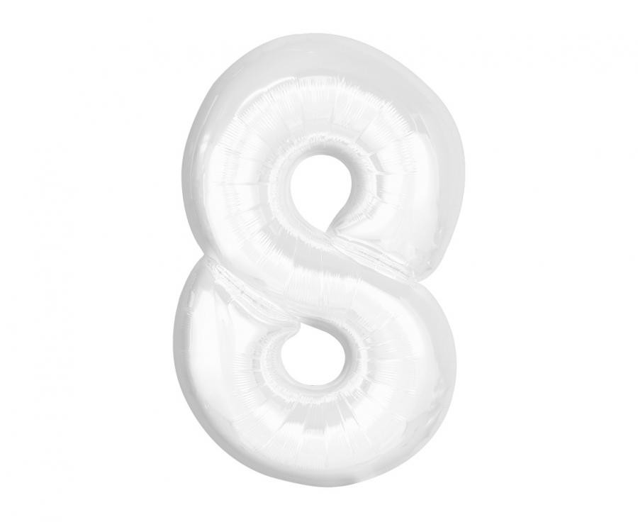 Nummer B&C White Weiße Zahl 8 Folienballon 92 cm