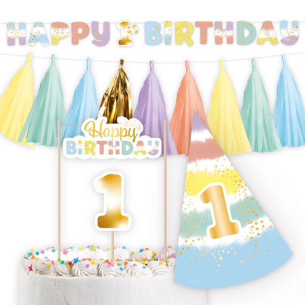 Baby Rainbow 1. Geburtstag Dekorationsset 4-teilig