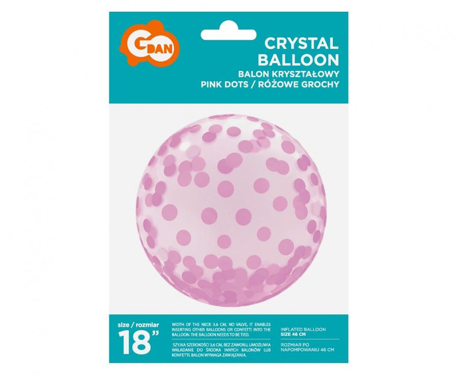 Baby Pink Dots Aqua Kugel Folienballon 46 cm