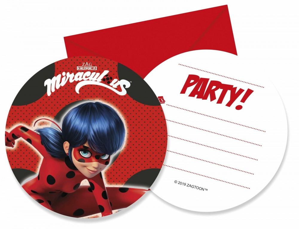 Miraculous Geschichten von Ladybug und Cat Noir Hero Einladung 6er-Set