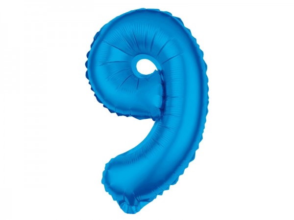 Zahlenballon Zahl 9 blau 80cm