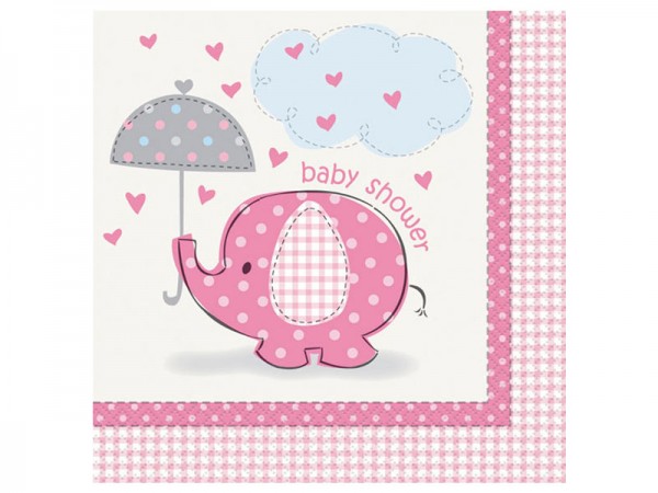 Servietten Babyparty Elefant rosa Baby Shower
