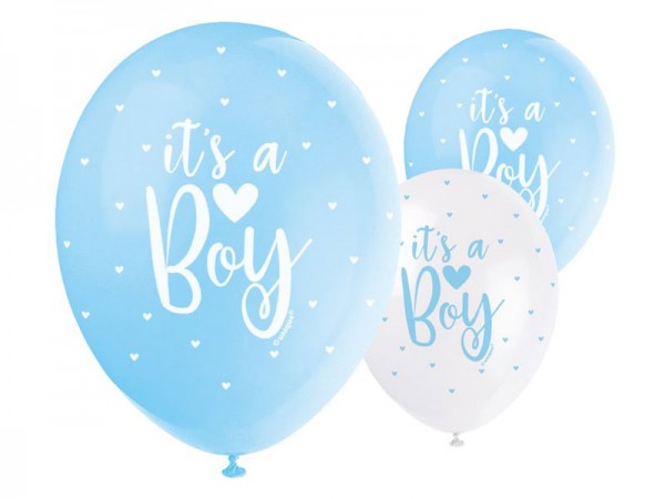Luftballons Its a Boy hellblau und weiß Babyparty