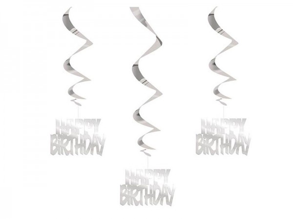 Dekospiralen Happy Birthday Silber Spiralen
