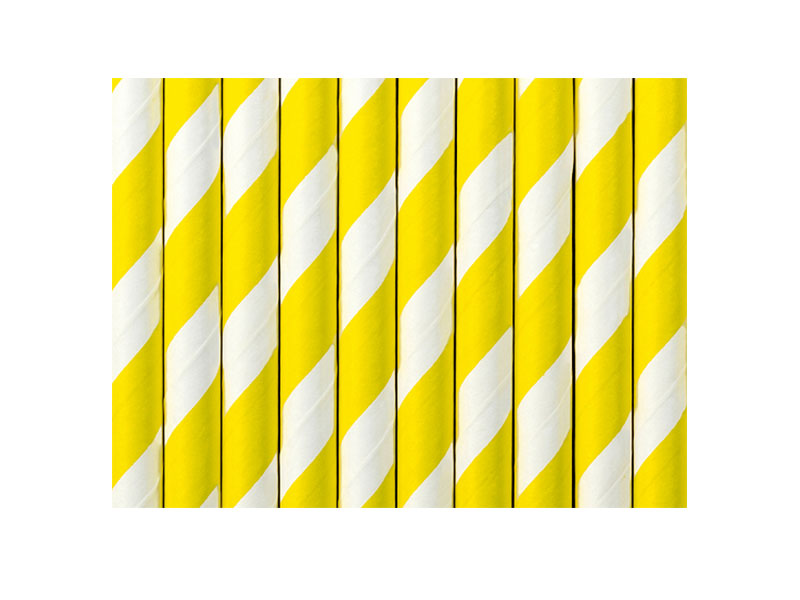 Strohhalme Papier Trinkhalme gelb Papierstrohhalme gelb gestreift 10 Stück