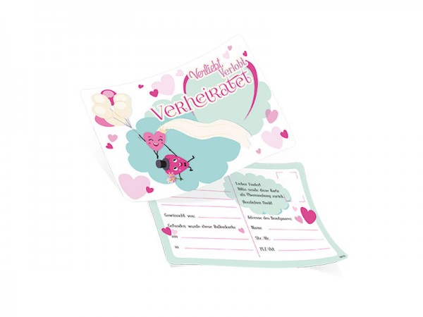 Ballonflugkarte Verliebt Verlobt Verheiratet für deine Hochzeit