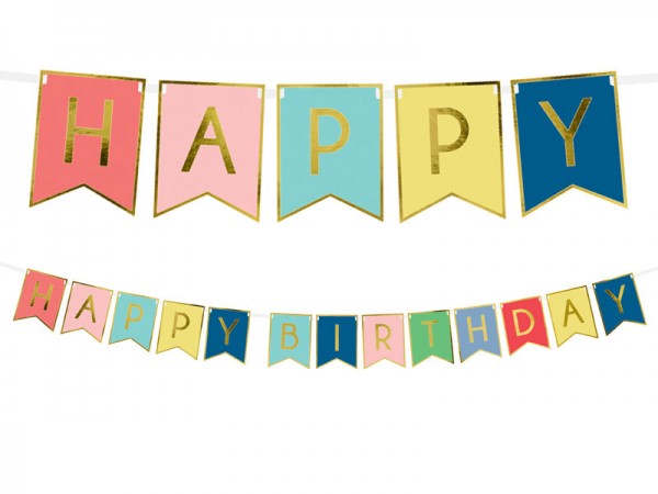 Wimpelkette Happy B.day Sparkling 40 Geburtstagsparty Girlande 