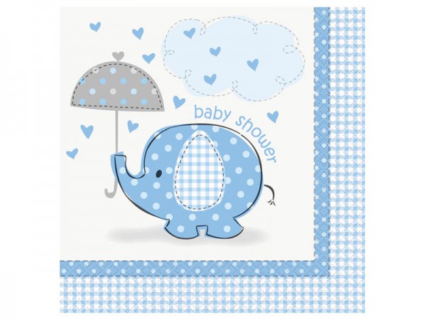 Servietten Babyparty Elefant blau Baby Shower