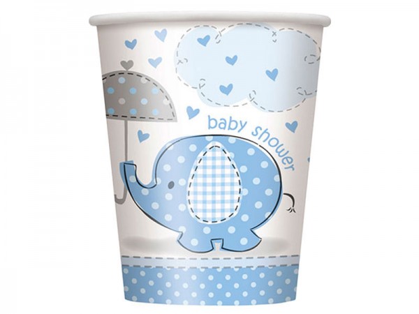 Partybecher Babyparty Elefant blau Baby Shower Pappbecher